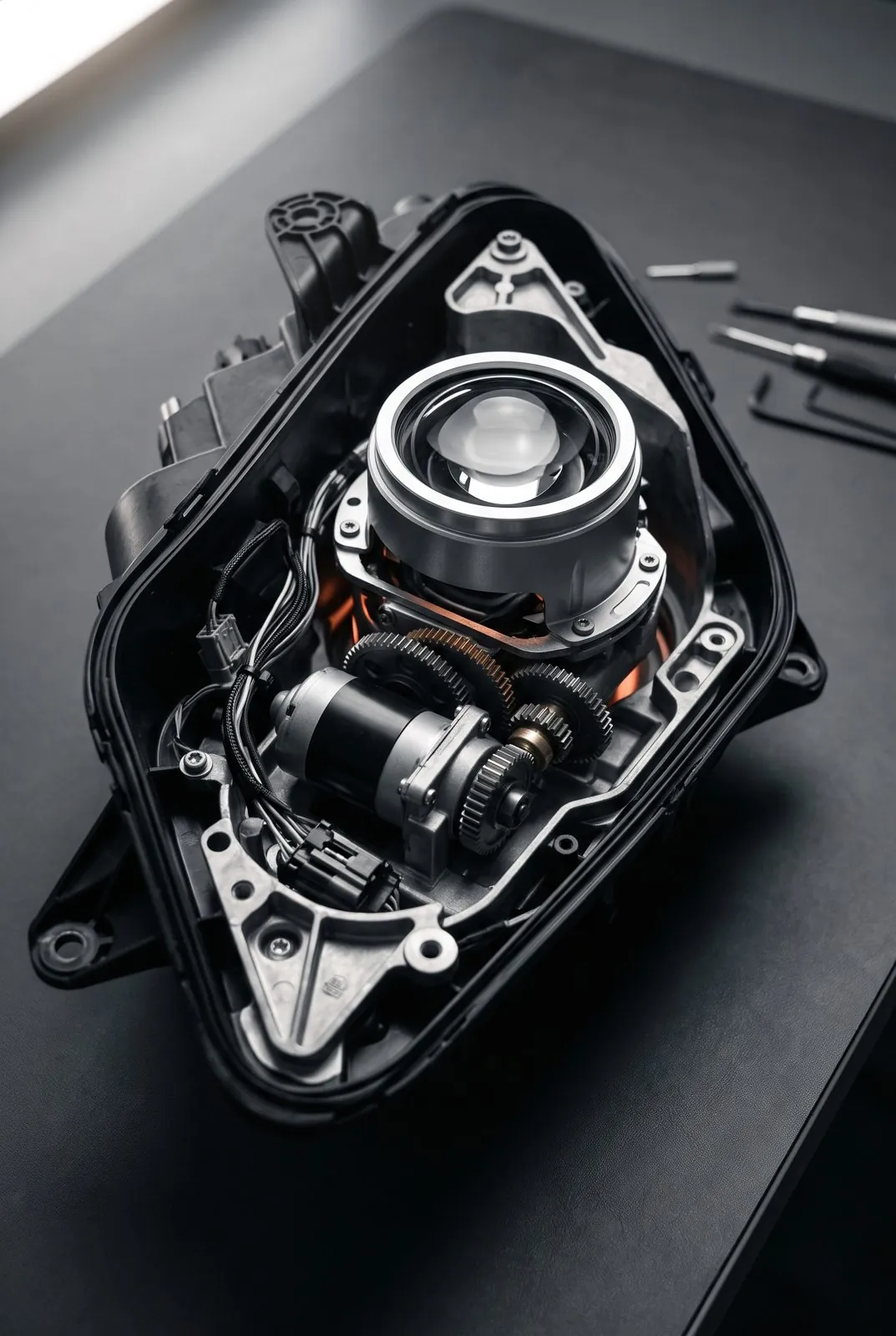 Adaptive headlight motor and mechanism